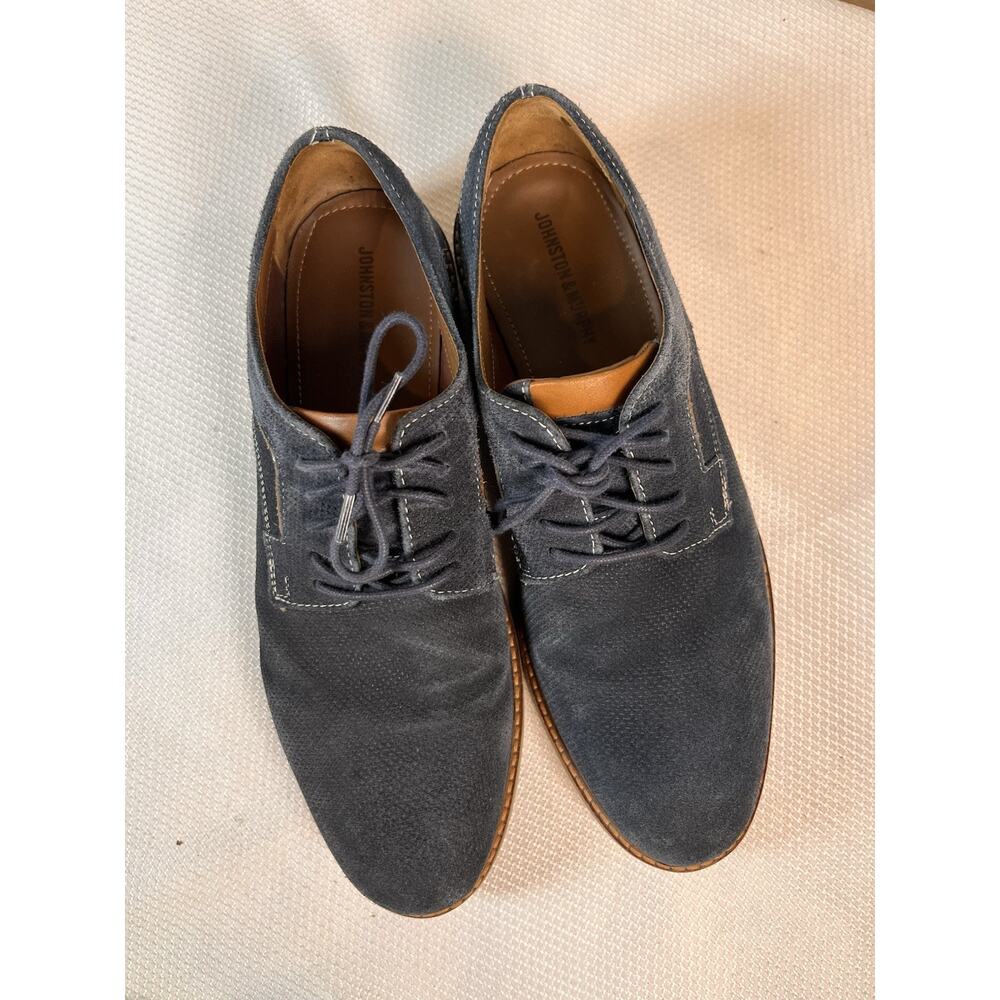 Johnston & Murphy Warner Plain Toe Navy Blue Tumbled Nubuck Suede Leather 9‎ M - Picture 3 of 11